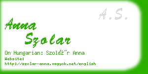 anna szolar business card